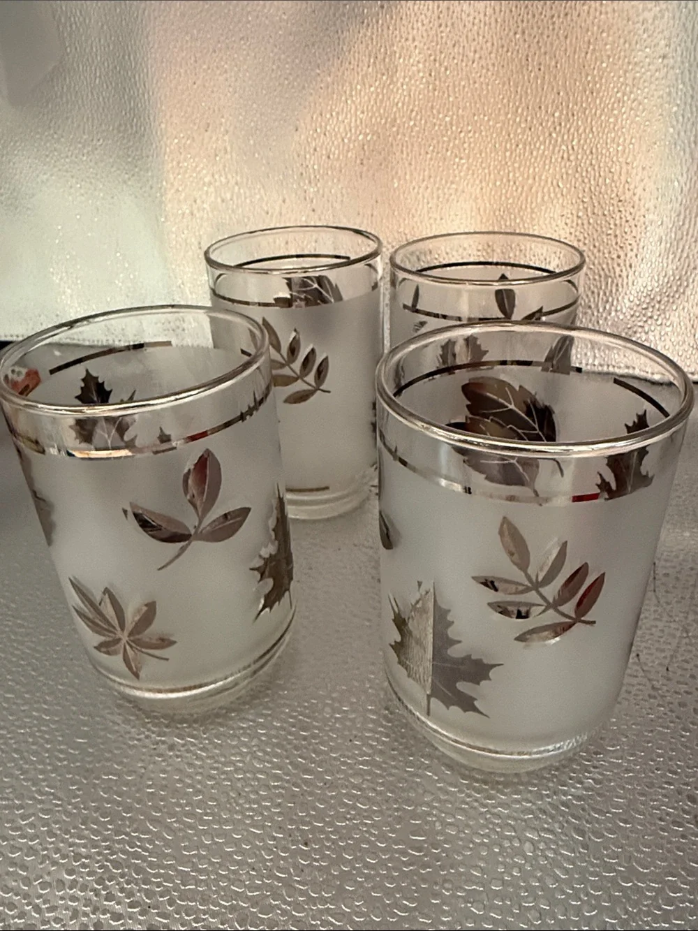 Vintage Libbey Silver Leaf Frosted MCM set of 4